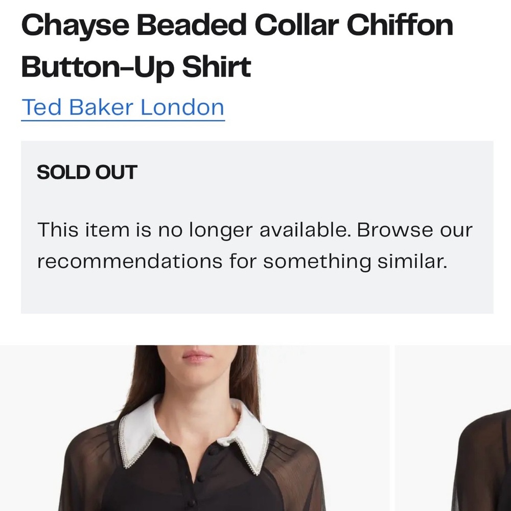 Ted Baker London Chayse Beaded Collar Chiffon Button Up Blouse - Picture 8 of 8
